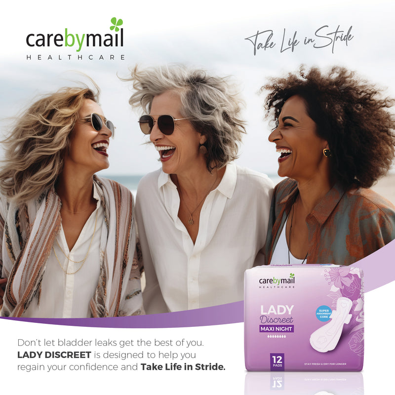 CarebyMail Lady Discreet Maxi Night Incontinence Pads for Women