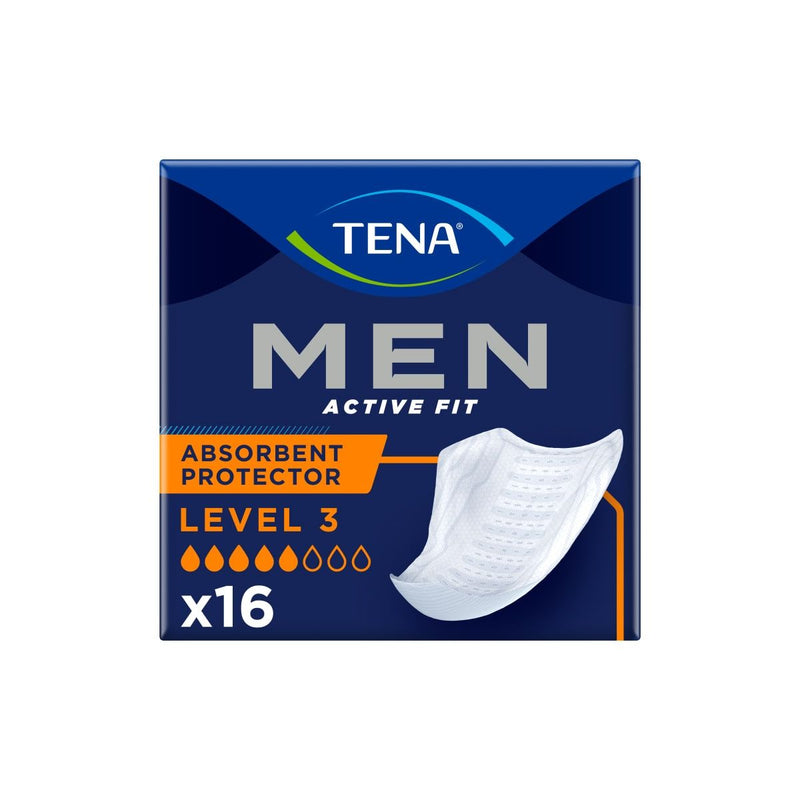 TENA Men Level 3 Incontinence Pads Pack of 16 - Absorbent pads for men with heavy incontinence