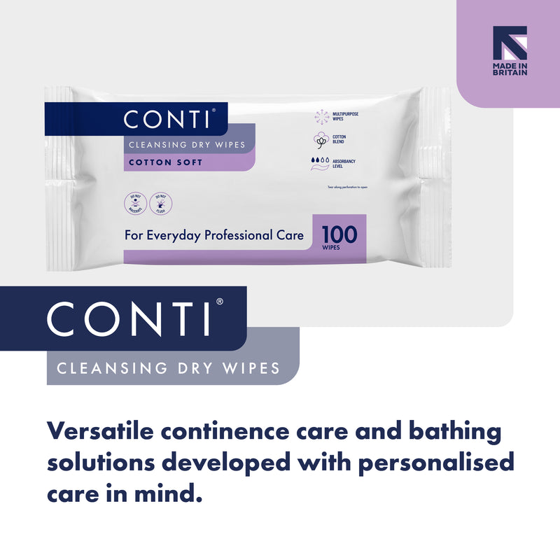 Conti Cotton Soft Cleansing Dry Wipes (3 Packs of 100)