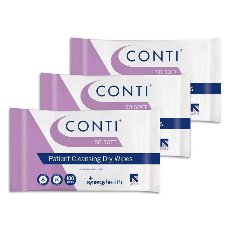Conti So Soft Patient Dry Wipes (3 Packs of 100)