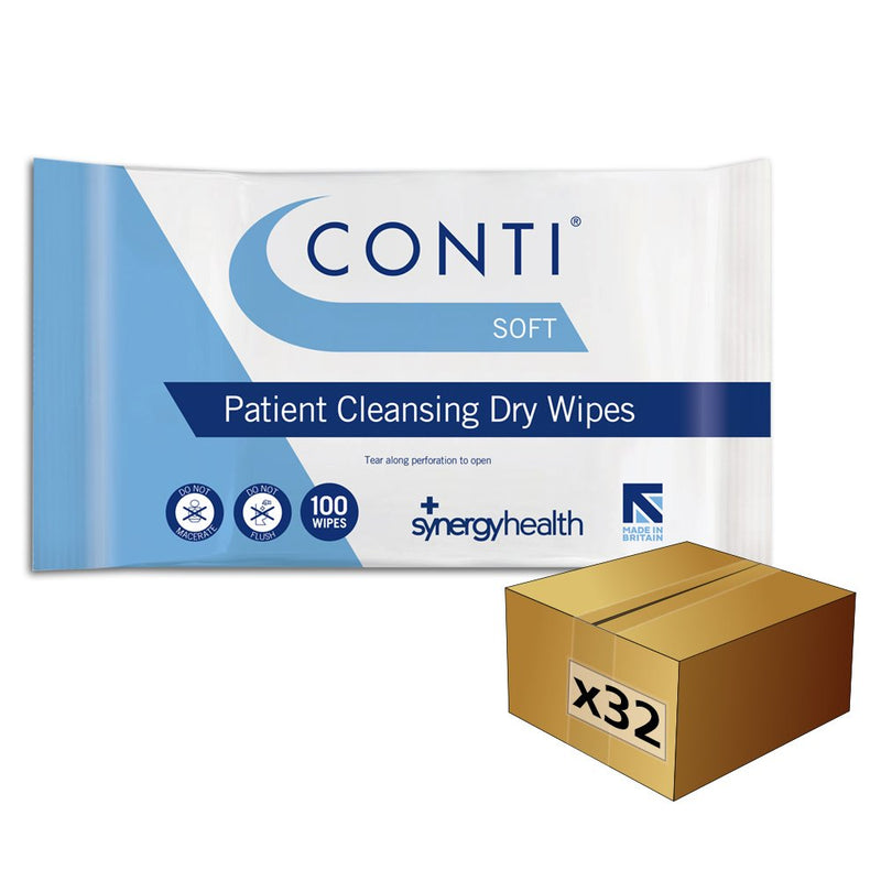 Conti Soft Patient Cleansing Dry Wipes (CASE of 32 Packs)