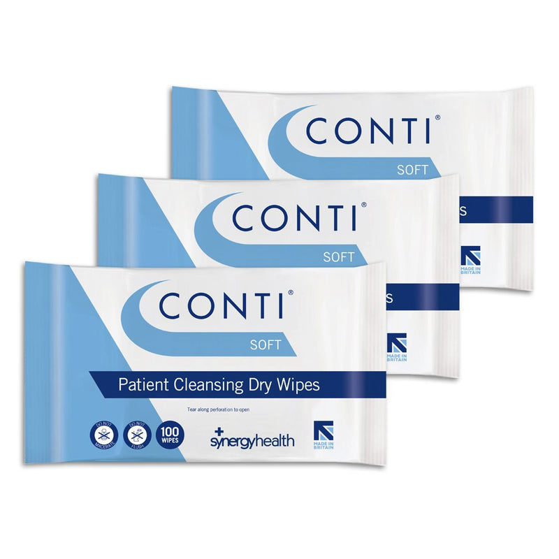 Conti Soft Patient Cleansing Dry Wipes (3 Packs of 100)